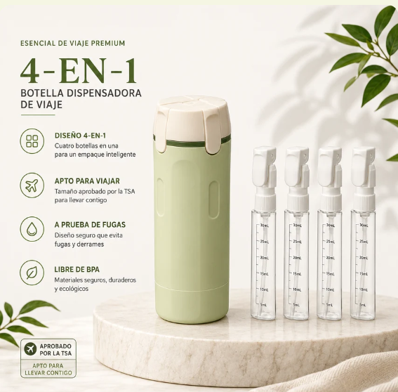 kit 4 Botellas de Viaje Antiderrames
