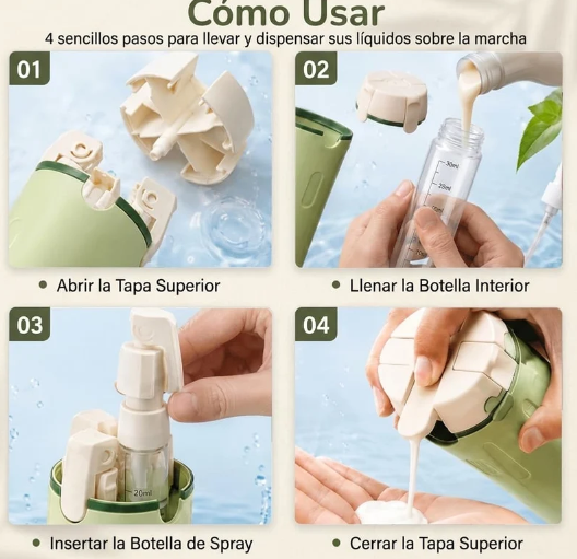 kit 4 Botellas de Viaje Antiderrames