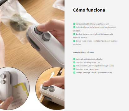 Sellador Portátil de Bolsas