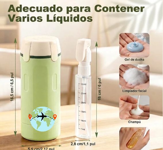 kit 4 Botellas de Viaje Antiderrames
