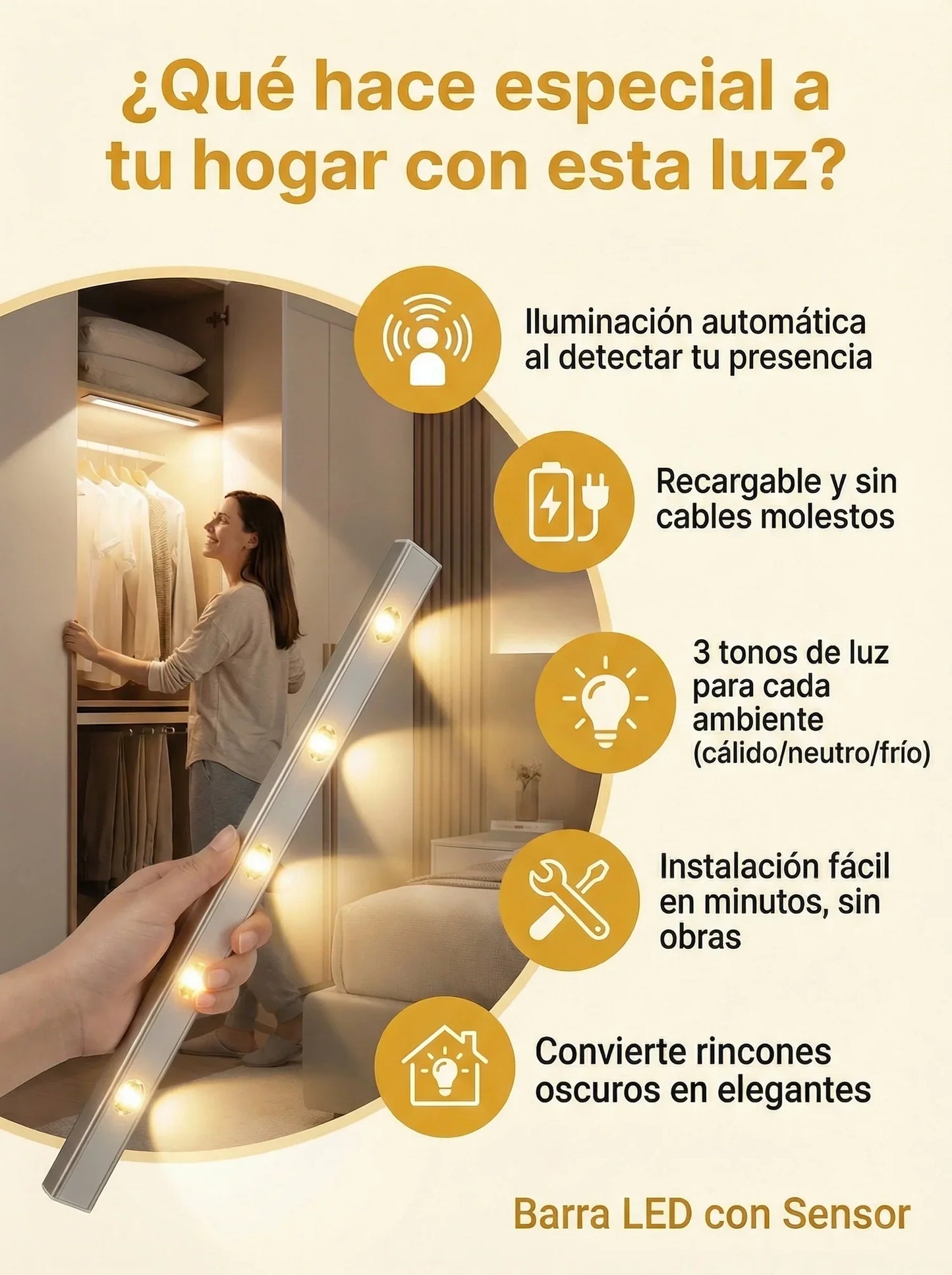 Luz Sensorial 40 CM  Recargable